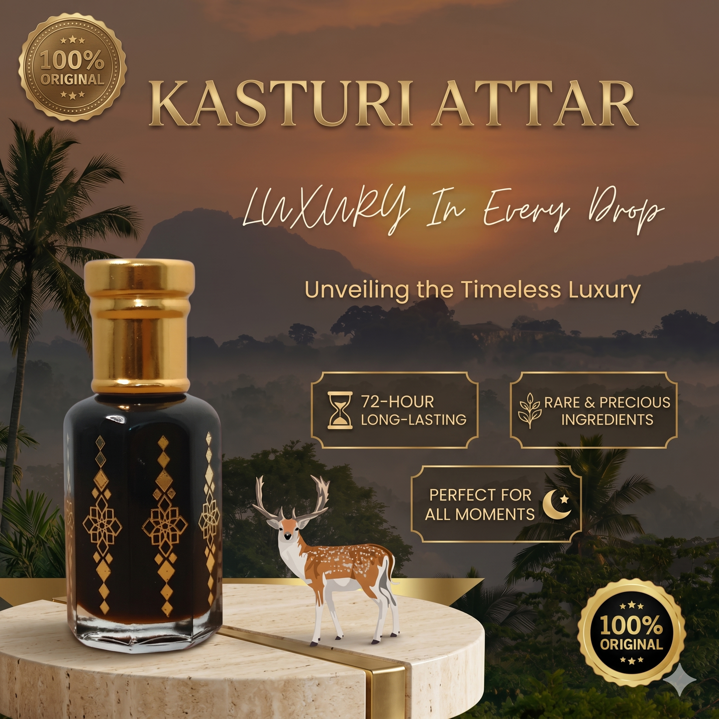 The Original Kasturi Attar | Long-Lasting & Exotic Musk | Pack of 2 | 15ML + 15ML